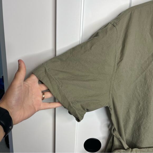 Lulus Your Lucky Day Olive Green Short Sleeve Culotte Jumpsuit Size Medium - Picture 3 of 7